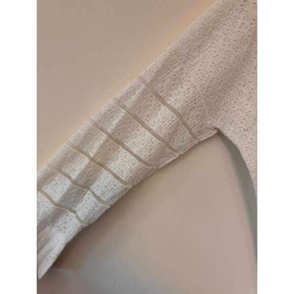 Karen Millen White Open Knit Pullover Sweater 3/4 Sleeves with Shirttail Size 4 - Picture 3 of 5